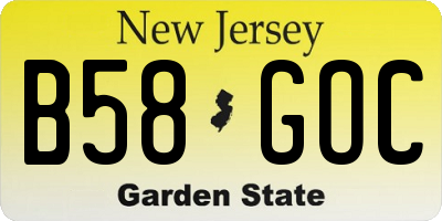 NJ license plate B58GOC
