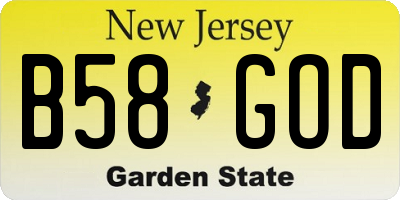 NJ license plate B58GOD