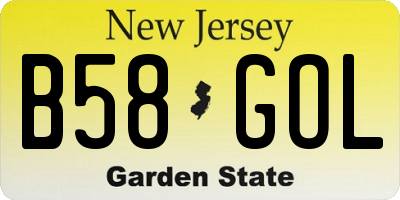 NJ license plate B58GOL