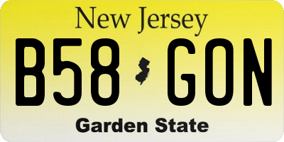 NJ license plate B58GON
