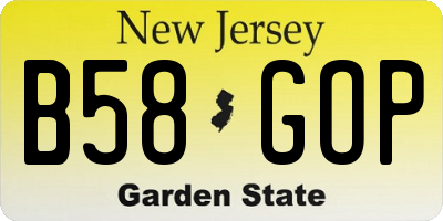 NJ license plate B58GOP