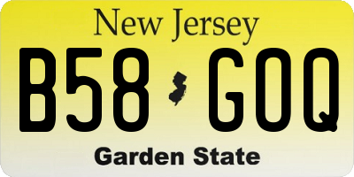 NJ license plate B58GOQ