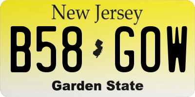 NJ license plate B58GOW