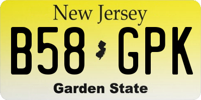 NJ license plate B58GPK