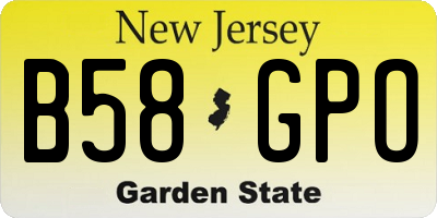 NJ license plate B58GPO