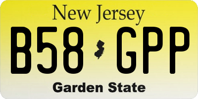 NJ license plate B58GPP