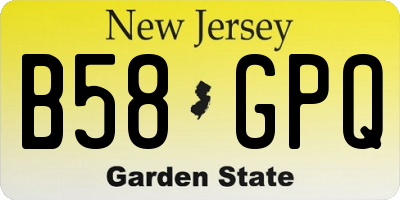 NJ license plate B58GPQ