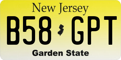 NJ license plate B58GPT