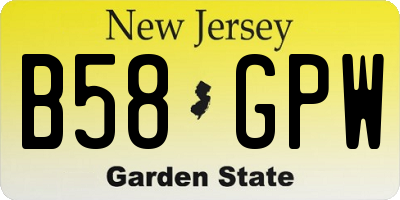 NJ license plate B58GPW