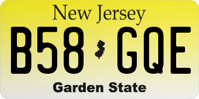 NJ license plate B58GQE
