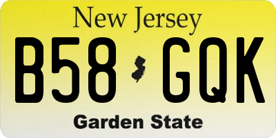 NJ license plate B58GQK