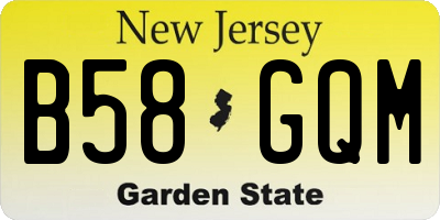 NJ license plate B58GQM