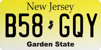 NJ license plate B58GQY