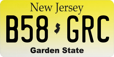 NJ license plate B58GRC