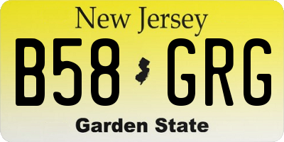 NJ license plate B58GRG