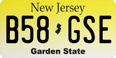 NJ license plate B58GSE