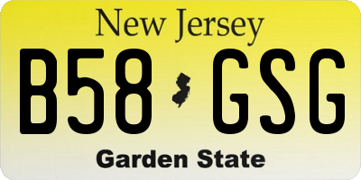 NJ license plate B58GSG