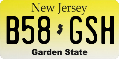 NJ license plate B58GSH