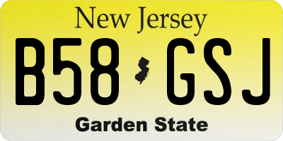 NJ license plate B58GSJ