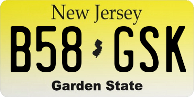 NJ license plate B58GSK
