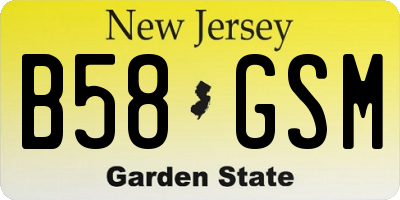 NJ license plate B58GSM