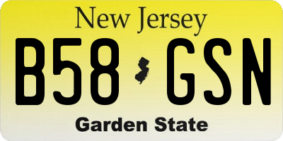 NJ license plate B58GSN