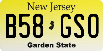 NJ license plate B58GSO