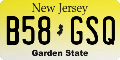 NJ license plate B58GSQ
