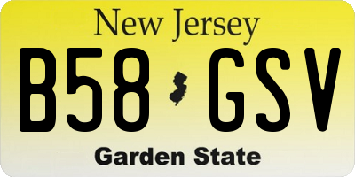 NJ license plate B58GSV