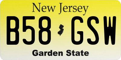 NJ license plate B58GSW