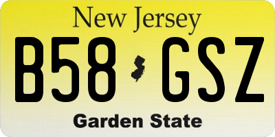NJ license plate B58GSZ