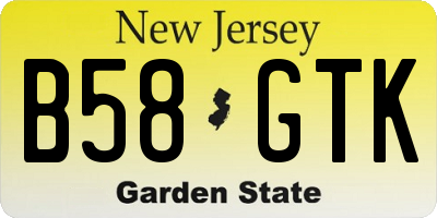 NJ license plate B58GTK