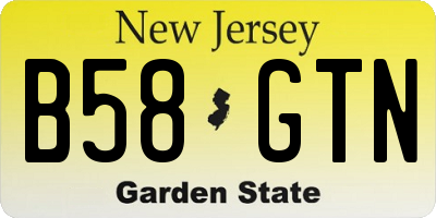 NJ license plate B58GTN