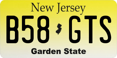 NJ license plate B58GTS