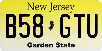 NJ license plate B58GTU