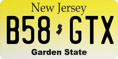 NJ license plate B58GTX