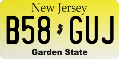 NJ license plate B58GUJ