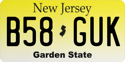 NJ license plate B58GUK