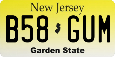 NJ license plate B58GUM