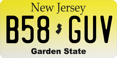 NJ license plate B58GUV