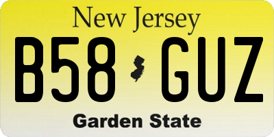 NJ license plate B58GUZ