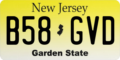 NJ license plate B58GVD