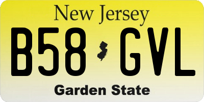 NJ license plate B58GVL