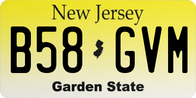 NJ license plate B58GVM