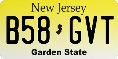 NJ license plate B58GVT