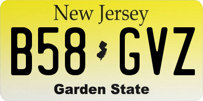 NJ license plate B58GVZ