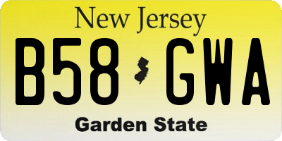 NJ license plate B58GWA