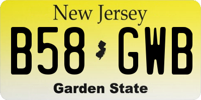 NJ license plate B58GWB