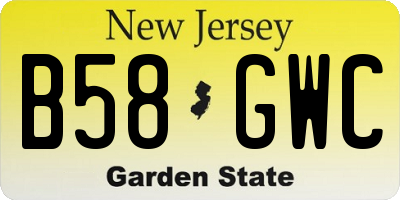 NJ license plate B58GWC