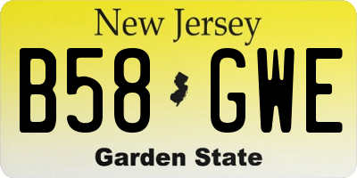 NJ license plate B58GWE